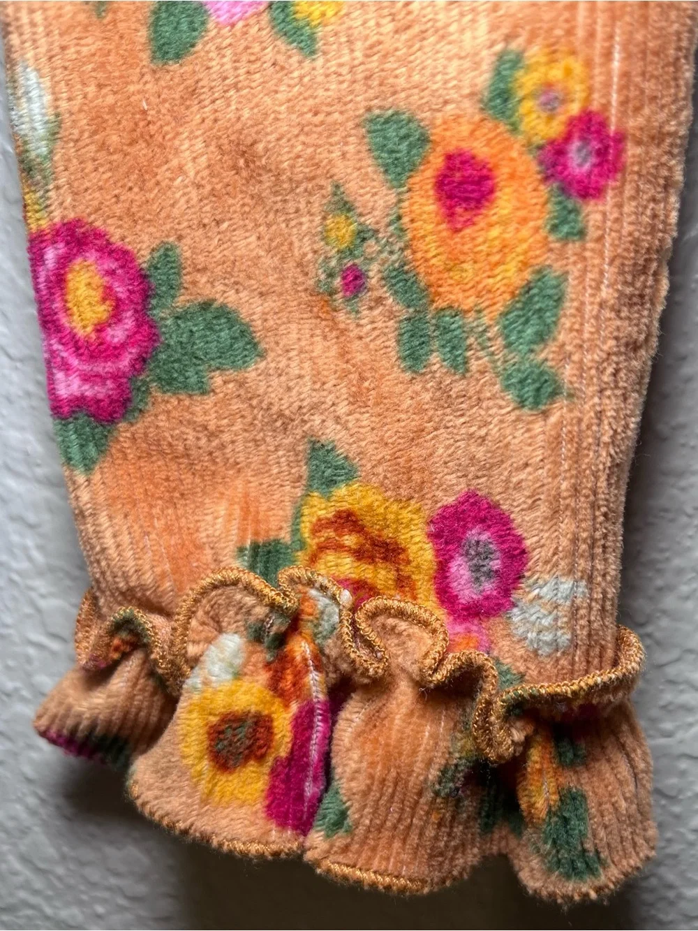 Matilda Jane Hayride Leggings Orange Floral Velour Ruffle Hem Girls Size 6